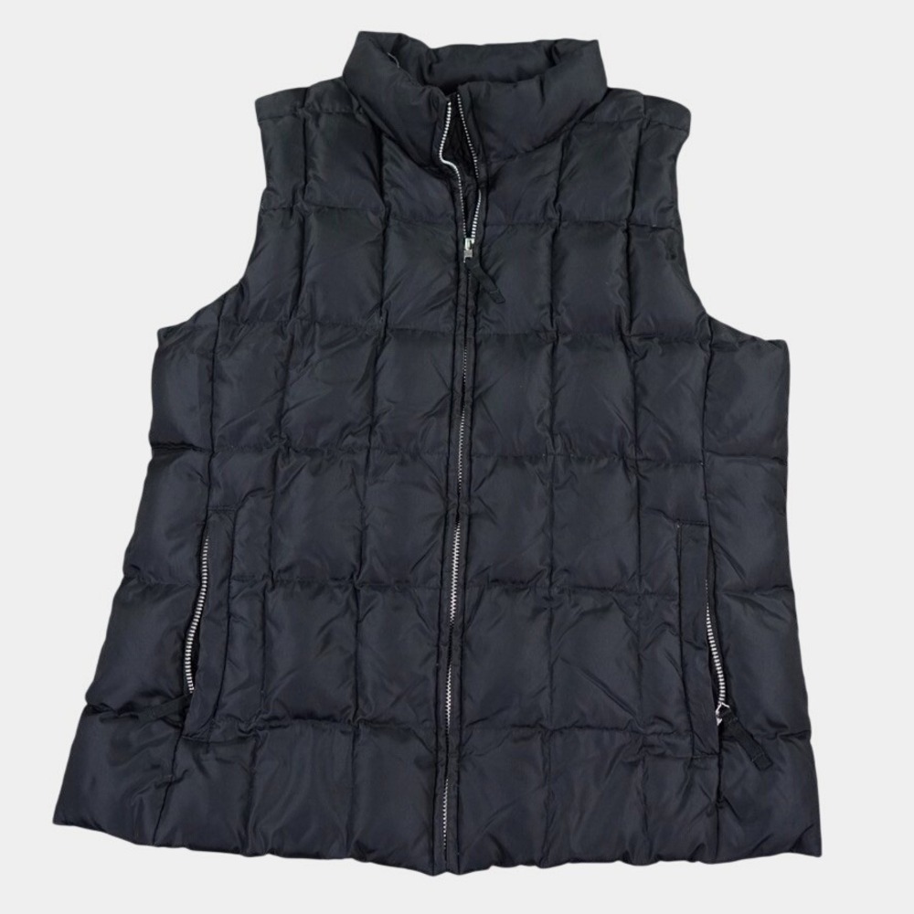 VTG Gap Down Puffer Vest Men Large Black Gorpcore Quilted Zip Mock Neck Gorpcore
